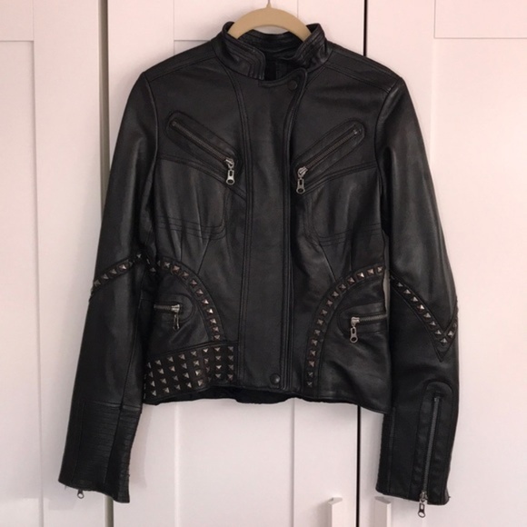 Stella & Jamie Jackets & Blazers - 🔥 Stella & Jamie Moto Studded Leather Jacket *XS